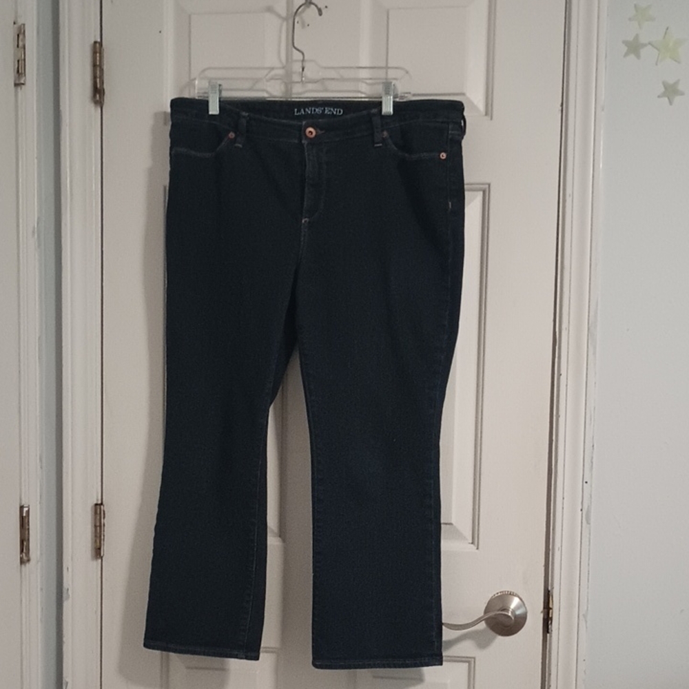 Lands' End Women's Dark Blue Boot Cut Jeans